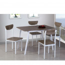 Τραπέζι Σετ (4+1) LINDERIA Λευκό/Καφέ 110x70x75cm