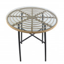 Τραπέζι Κήπου APPIUS Φυσικό/Μαύρο Μέταλλο/Rattan/Γυαλί 70x70x74cm | Συσκευασία 1 τμχ