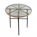 Τραπέζι Κήπου APPIUS Φυσικό/Μαύρο Μέταλλο/Rattan/Γυαλί 70x70x74cm | Συσκευασία 1 τμχ