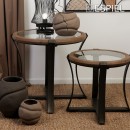 ΤΡΑΠΕΖΑΚΙ SET/2 ΣΤΡΟΓΓ. ΓΥΑΛ. TEMPERED ΜΕ ΞΥΛ. ΠΕΡΙΜΕΤΡΟ ΚΑΙ ΜΕΤΑΛΛΙΚΗ ΒΑΣΗ D68/53XH61/48ΕΚ