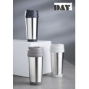DAY TRAVEL MUG ΠΟΤΗΡΙ ΑΝΟΞΕΙΔΩΤΟ  3ΧΡΩΜΑΤΑ ASS. 450ML (4XLIGHT GREY/4XDARK GREY/4XBLACK) | Συσκευασία 12 τμχ