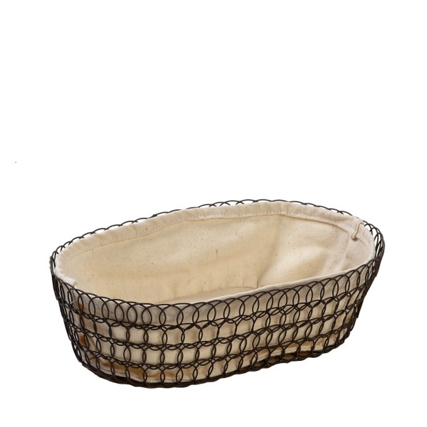 ΜΕΤΑΛΛΙΚΟ ΚΑΛΑΘΙ ΟΒΑΛ L ΜΕ ΛΙΝΟ ΥΦΑΣΜΑ ΜΠΕΖ-ΜΑΥΡΟ 32Χ23Χ10ΕΚ | Συσκευασία 2 τμχ