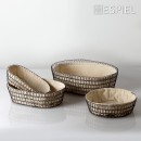 ΜΕΤΑΛΛΙΚΟ ΚΑΛΑΘΙ ΟΒΑΛ L ΜΕ ΛΙΝΟ ΥΦΑΣΜΑ ΜΠΕΖ-ΜΑΥΡΟ 32Χ23Χ10ΕΚ | Συσκευασία 2 τμχ