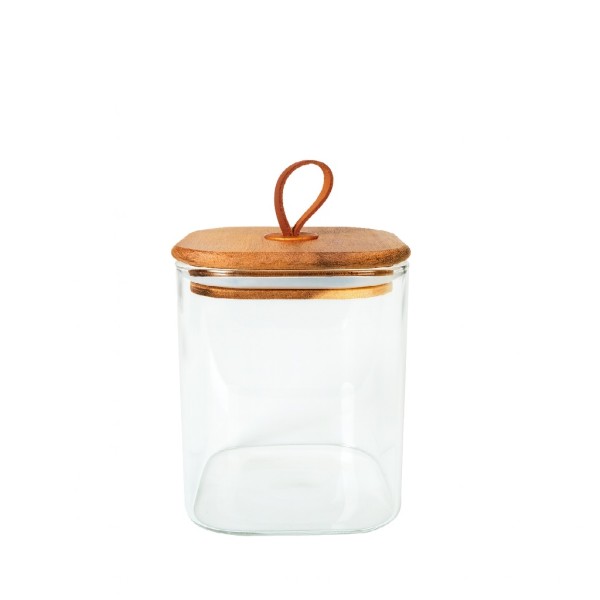 ΔΟΧΕΙΟ BOROSILICATE ΤΕΤΡΑΓΩΝΟ ΜΕ ΚΑΠΑΚΙ ΑΚΑΚΙΑΣ 370ML 8,2X9,1ΕΚ | Συσκευασία 6 τμχ