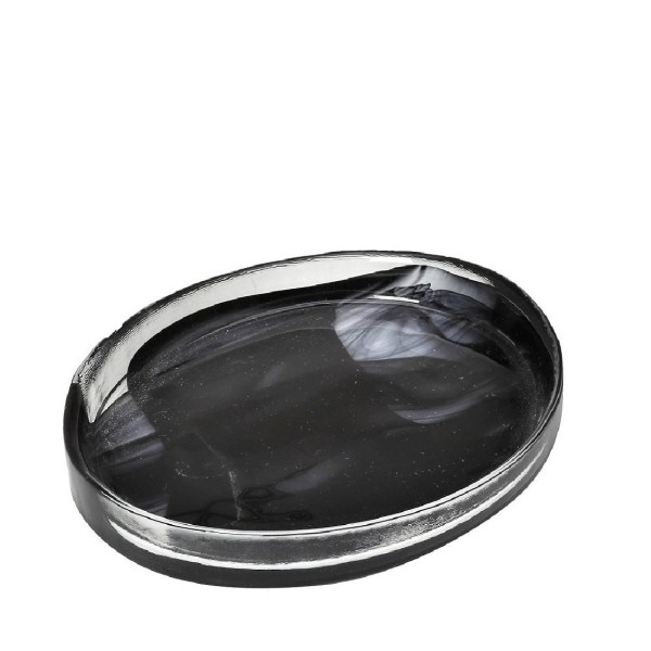 DIS. ATLAS ΟΒΑΛ ΠΙΑΤΕΛΑ ''ALABASTER'' ΜΑΥΡΟ 21X16,5CM | Συσκευασία 6 τμχ