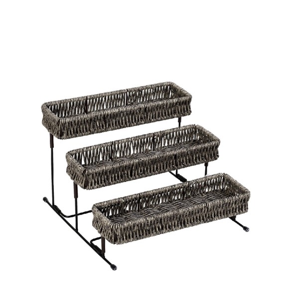 ΔΙΣΚΟΣ 3 ΕΠΙΠΕΔΩΝ SYNTH. RATTAN ΓΚΡΙ 25Χ25Χ16ΕΚ | Συσκευασία 2 τμχ