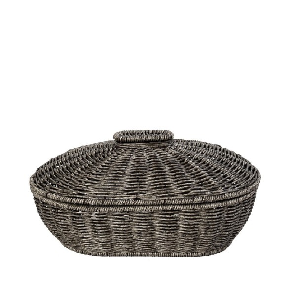 ΚΑΛΑΘΙ ΟΒΑΛ ΜΕ ΚΑΠ. SYNTH. RATTAN ΓΚΡΙ 33Χ22Χ15ΕΚ | Συσκευασία 2 τμχ