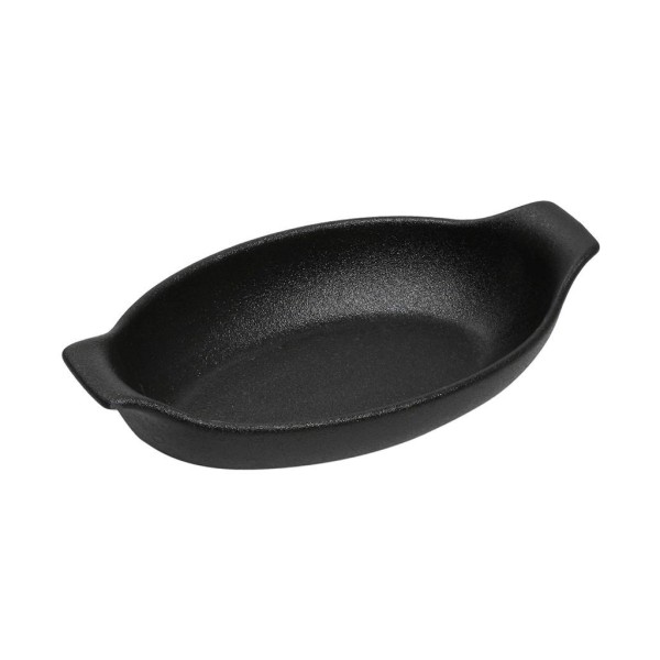 LAVA ΣΑΓΑΝΑΚΙ ΟΒΑΛ STONEWARE ΜΑΥΡΟ 430ML  19,5(24 INCL. HANDLES)X12,8X5,8CM | Συσκευασία 4 τμχ