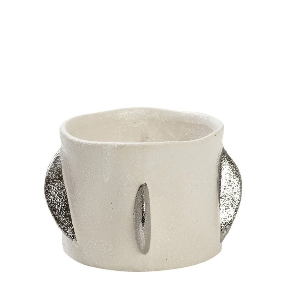 ΒΑΖΟ ΛΕΥΚΟ ΜΕ ΑΣΗΜΙ ΦΥΛΛΑ ΚΕΡΑΜ. 10,2ΕΚ | Συσκευασία 2 τμχ