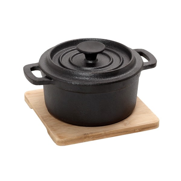 ΚΑΤΣΑΡΟΛΑ CAST-IRON ΜΑΥΡΗ D: 15 H: 10CM 770ML ΜΕ ΒΑΣΗ BAMBO | Συσκευασία 2 τμχ