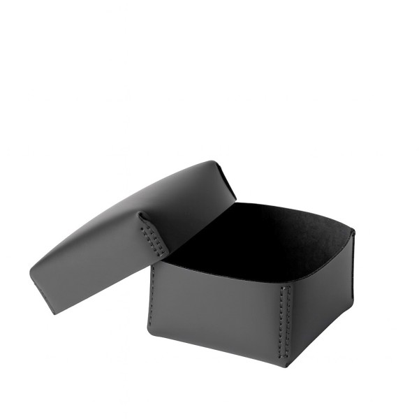 ΚΟΥΤΙ ΤΕΤΡΑΓΩΝΟ ΣΚΟΥΡΟ ΓΚΡΙ ΔΕΡΜΑΤΙΝΟ 21Χ21Χ13ΕΚ | Συσκευασία 2 τμχ