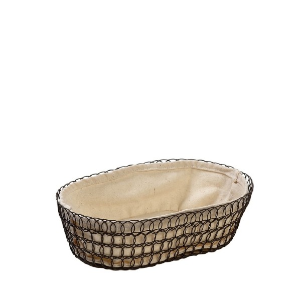 DIS. ΜΕΤΑΛΛΙΚΟ ΚΑΛΑΘΙ ΟΒΑΛ M ΜΕ ΛΙΝΟ ΥΦΑΣΜΑ ΜΠΕΖ-ΜΑΥΡΟ 27Χ18Χ8ΕΚ | Συσκευασία 2 τμχ