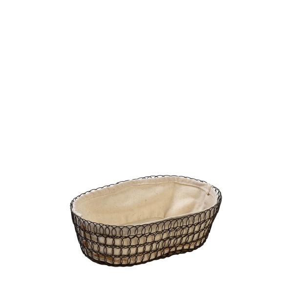 ΜΕΤΑΛΛΙΚΟ ΚΑΛΑΘΙ ΟΒΑΛ S ΜΕ ΛΙΝΟ ΥΦΑΣΜΑ ΜΠΕΖ-ΜΑΥΡΟ 22Χ13Χ6ΕΚ | Συσκευασία 3 τμχ