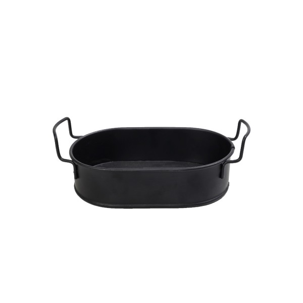 ΔΟΧΕΙΟ ΟΒΑΛ  ΜΕΤΑΛ. ΜΕ ΛΑΒΕΣ ΜΑΥΡΟ 21(23 INCL. HANDLES)X13X5.5CM (smA) | Συσκευασία 6 τμχ