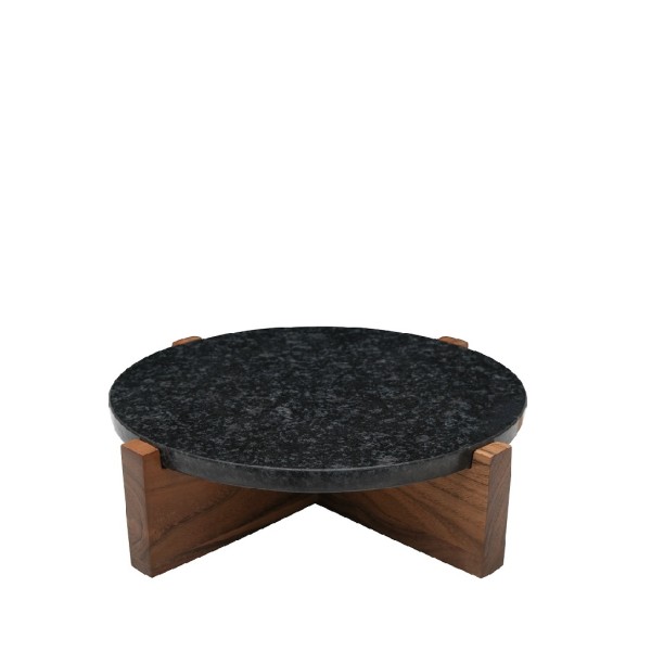 ΣΤΡΟΓΓΥΛΟ ΜΑΥΡΟ ΣΤΑΝΤ ΑΠΌ ΜΑΡΜΑΡΟ ΜΕ ΞΥΛΙΝΟ ΠΟΔΙ ΑΚΑΚΙΑΣ 33Χ33Χ9ΕΚ