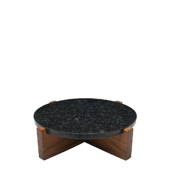 ΣΤΡΟΓΓΥΛΟ ΜΑΥΡΟ ΣΤΑΝΤ ΑΠΌ ΜΑΡΜΑΡΟ ΜΕ ΞΥΛΙΝΟ ΠΟΔΙ ΑΚΑΚΙΑΣ 28Χ28Χ7,5ΕΚ