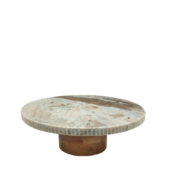 ΣΤΡΟΓΓΥΛΟ ΜΠΕΖ ΣΤΑΝΤ ΑΠΌ ΜΑΡΜΑΡΟ ΜΕ ΞΥΛΙΝΟ ΠΟΔΙ ΑΚΑΚΙΑΣ 30Χ30Χ9ΕΚ