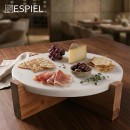 ΣΤΡΟΓΓΥΛΟ ΛΕΥΚΟ ΣΤΑΝΤ ΑΠΌ ΜΑΡΜΑΡΟ ΜΕ ΞΥΛΙΝΟ ΠΟΔΙ ΑΚΑΚΙΑΣ 28Χ28Χ7,5ΕΚ