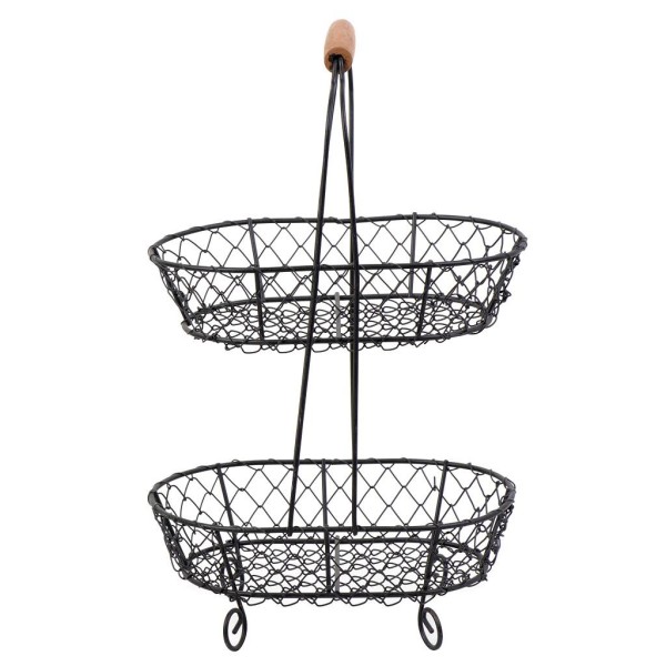 ΦΡΟΥΤΙΕΡΑ ΜΕΤΑΛ. 2 ΕΠΙΠΕΔ. ΜΑΥΡΟ 23Χ16Χ36ΕΚ. | Συσκευασία 2 τμχ