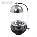 CHAFFING DISH ΜΕ ΒΑΣΗ ΣΤΗΡ. ΚΑΠ. ΚΑΙ ΔΙΠΛΟ ΔΟΧΕΙΟ SS/ΑΛΟΥΜ/ΣΙΔΗΡ. ΜΑΥΡΟ 2500ML GEL WAX 30Χ30Χ32-49ΕΚ