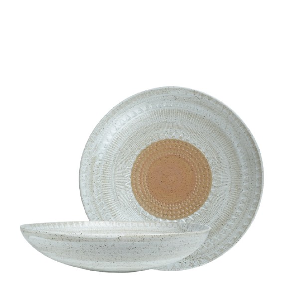 AZTEC ΠΙΑΤΟ ΒΑΘΥ ΑΝΑΓΛΥΦΟ ΛΕΥΚΟ-ΚΑΦΕ 28,3Χ6,4 ΕΚ | Συσκευασία 2 τμχ