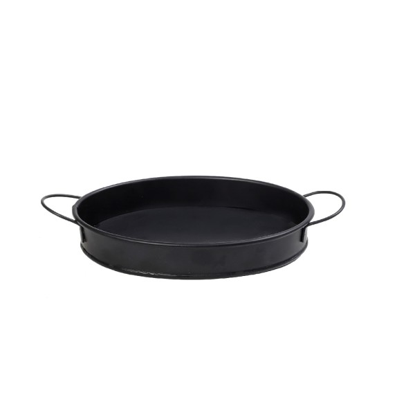 ΔΙΣΚΟΣ ΟΒΑΛ ΜΕΤΑΛ. ΜΕ ΛΑΒΕΣ ΜΑΥΡΟ 21(23,5 INCL. HANDLES)X15,5X4CM (smA) | Συσκευασία 6 τμχ