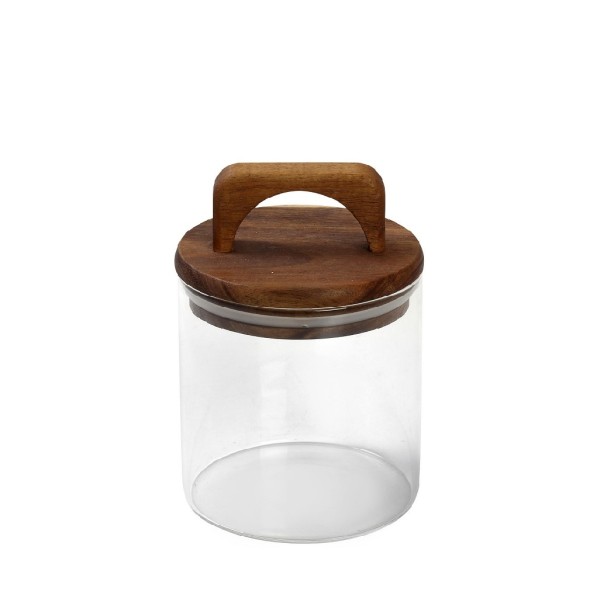 ΓΥΑΛΙΝΟ ΔΟΧΕΙΟ ΜΕ ΚΑΠΑΚΙ ΑΚΑΚΙΑΣ 550ML 10X14,5EK | Συσκευασία 6 τμχ