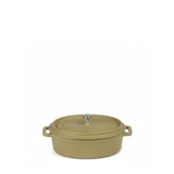 VOLCANO ΚΑΤΣΑΡΟΛΑΚΙ ΟΒΑΛ CAST-IRON ΧΑΚΙ ΜΕ ENAMEL 300ML 13(16INCL. HANDLES)X9,5X7,5ΕΚ.