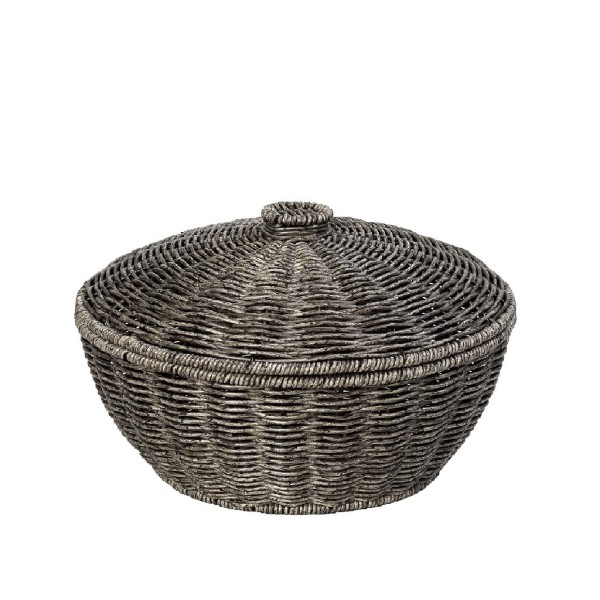 ΚΑΛΑΘΙ ΣΤΡΟΓΓ. ΜΕ ΚΑΠ. SYNTH. RATTAN ΓΚΡΙ 28Χ28Χ18ΕΚ | Συσκευασία 2 τμχ