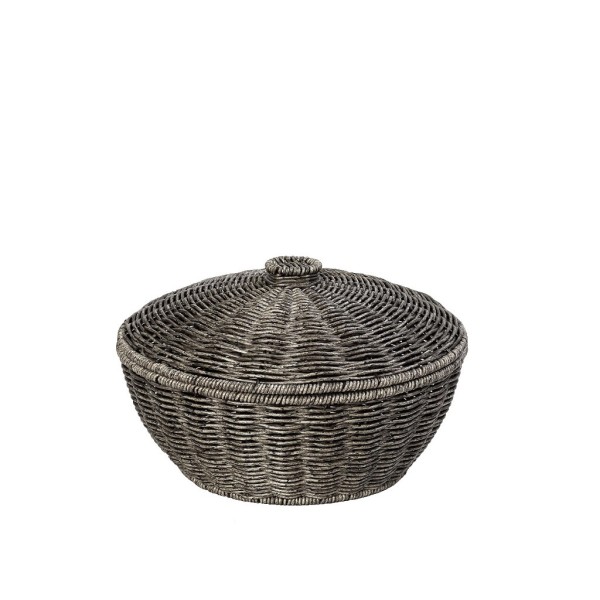 ΚΑΛΑΘΙ ΣΤΡΟΓΓ. ΜΕ ΚΑΠ. SYNTH. RATTAN ΓΚΡΙ 23Χ23Χ15ΕΚ | Συσκευασία 2 τμχ