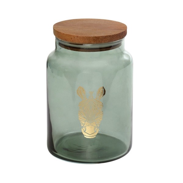 DIS. JUNGLE ZEBRA ΠΡΑΣΙΝΟ ΔΟΧΕΙΟ ΜΕ ΚΑΠΑΚΙ 890ML 10X14,5EK | Συσκευασία 4 τμχ