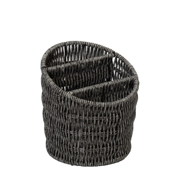 ΚΑΛΑΘΙ ΜΕ 3 ΔΙΑΧΩΡΙΣΤΙΚΑ SYNTH. RATTAN ΓΚΡΙ 15,5Χ15,5Χ16ΕΚ  (smA) | Συσκευασία 3 τμχ