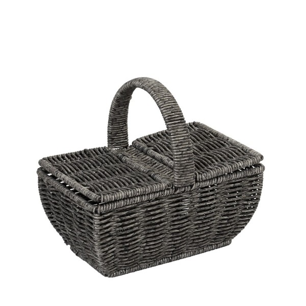 ΚΑΛΑΘΙ SYNTH. RATTAN ΜΕ ΚΑΠΑΚΙ ΟΡΘ. ΓΚΡΙ 21Χ14Χ19ΕΚ | Συσκευασία 3 τμχ