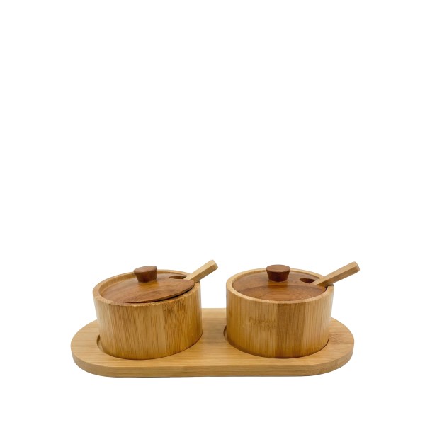 ΔΟΧΕΙΟ ΜΠΑΧΑΡΙΚΩΝ φ9 BAMBOO ΣΕΤ/2 ΜΕ ΔΙΣΚΟ 24x11x7CM | Συσκευασία 2 τμχ