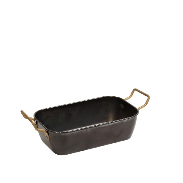 ANTIQUE STONEWASH BLACK ΜΠΩΛ ΣΕΡΒΙΡΙΣΜΑΤΟΣ ΟΡΘ. ΜΕ 2 ΛΑΒΕΣ SS18/10 16(22 INCL. HANDLES)X10X4,5CM | Συσκευασία 2 τμχ
