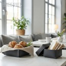 ΚΟΥΤΙ ΤΕΤΡΑΓΩΝΟ ΣΚΟΥΡΟ ΓΚΡΙ ΔΕΡΜΑΤΙΝΟ 17Χ17Χ11ΕΚ | Συσκευασία 2 τμχ