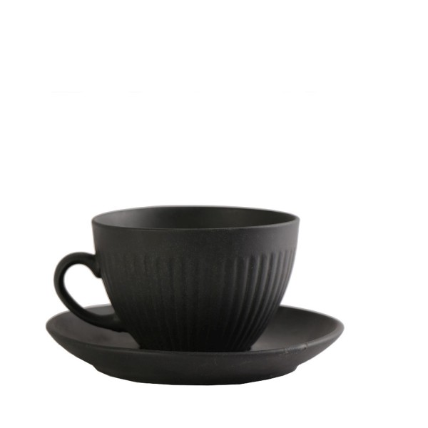 DIS. GOBI BLACK SAND HANDMADE ΦΛΙΤΖΑΝΙ & ΠΙΑΤΑΚΙ ΚΑΠΟΥΤΣΙΝΟ ΜΑΥΡΟ ΜΑΤ 220CC 14Χ14Χ8ΕΚ | Συσκευασία 6 τμχ