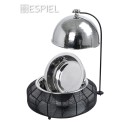 CHAFFING DISH ΜΕ ΒΑΣΗ ΣΤΗΡ. ΚΑΠ. ΚΑΙ ΔΙΠΛΟ ΔΟΧΕΙΟ SS/ΑΛΟΥΜ/ΣΙΔΗΡ. ΜΑΥΡΟ 8000ML GEL WAX 55Χ55Χ43-73ΕΚ