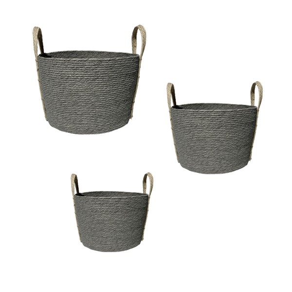 ΚΑΛΑΘΙ SYNTH. RATTAN ΣΤΡΟΓΓ. SET/3 ΓΚΡΙ 35X25/30X20/25X15EK.