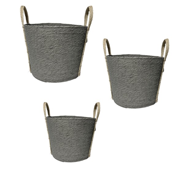 ΚΑΛΑΘΙ SYNTH. RATTAN ΣΤΡΟΓΓ. SET/3 ΓΚΡΙ 35X30/30X25/25X20EK.