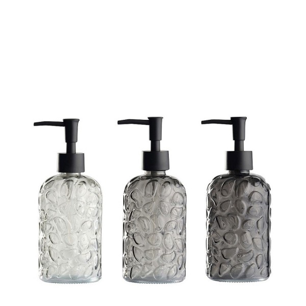 DAY DISPENSER ΓΥΑΛΙΝΟ 3 ΧΡΩΜΑΤΑ ASS. 400 ML (4XLIGHT GREY/4XDARK GREY/4XBLACK) | Συσκευασία 12 τμχ