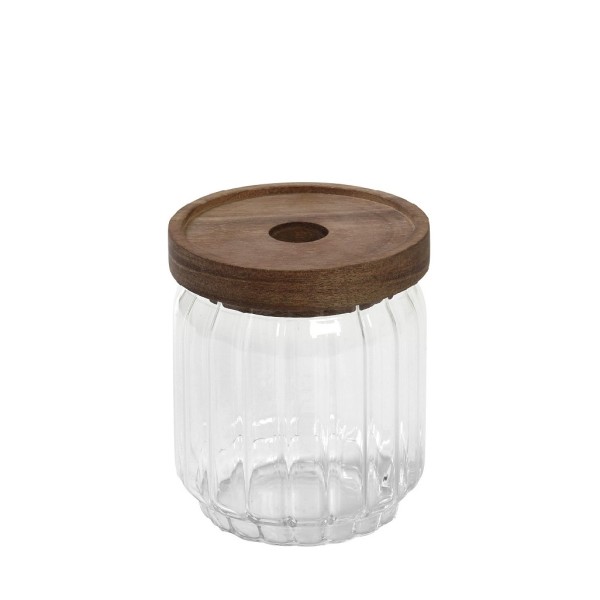 ΓΥΑΛΙΝΟ ΔΟΧΕΙΟ ΜΕ ΞΥΛ. ΚΑΠΑΚΙ ΑΚΑΚΙΑΣ 500ML 9X10EK | Συσκευασία 6 τμχ