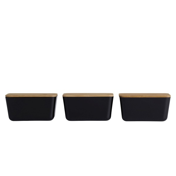 DAY ΣΕΤ 3 KOYTIA ΑΠΟΘΗΚΕΥΣΗΣ ΜΕ ΚΑΠΑΚΙ BAMBOO 13X8X6.6EK. | Συσκευασία 12 τμχ