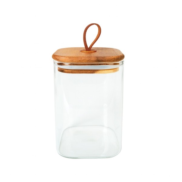 ΔΟΧΕΙΟ BOROSILICATE ΤΕΤΡΑΓΩΝΟ ΜΕ ΚΑΠΑΚΙ ΑΚΑΚΙΑΣ 580ML 8,2X12,2ΕΚ | Συσκευασία 6 τμχ
