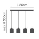 SE21-BL-B10-4BL-SH123 ADEPT FLEX White, Grey, Brown Fabric Shade Pendant+