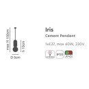 SE 149-GY IRIS PENDANT LAMP GREY 1E2