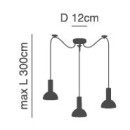 SE21-GM-4-BL3-MS3 ADEPT TUBE Gold Matt Pendant Black Metal Shade+