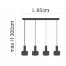 SE21-GM-4-4BL-MS1 ADEPT TUBE Gold Matt Pendant Black Metal Shade+