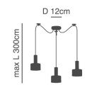 SE21-GM-4-BL3-MS1 ADEPT TUBE Gold Matt Pendant Black Metal Shade+