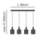 SE21-GM-4-4BL-SH123 ADEPT FLEX Gold Matt Pendant White, Grey, Brown Fabric Shade+
